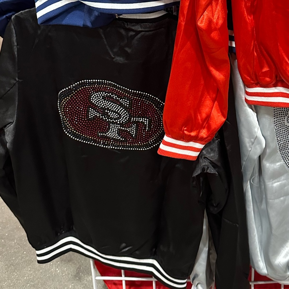 NFL black 49ers jacket rhinestone
